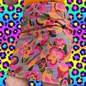 vintage y2k harold’s boho indie knee length patterned skirt, sz 2